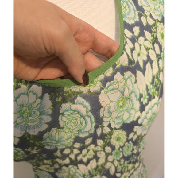 Green Floral Maxi Dress Italian Sleeveless Pockets Boho Tiered Garden Fairy Sz L - Picture 5 of 8